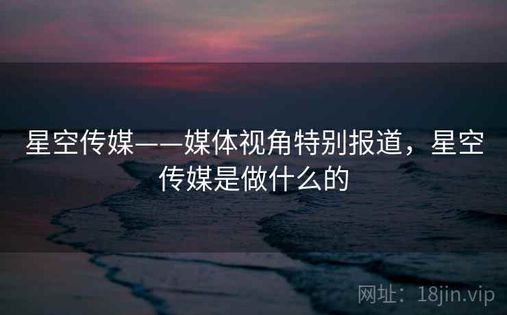 星空传媒——媒体视角特别报道，星空传媒是做什么的